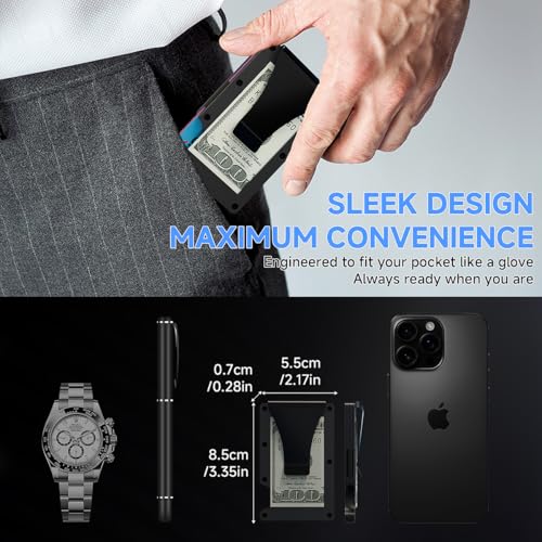 Slim RFID Wallet for Men Convertible Metal Business Card Holder in 15 Cards - Ideal for Credit Card Holder and Money Clip2