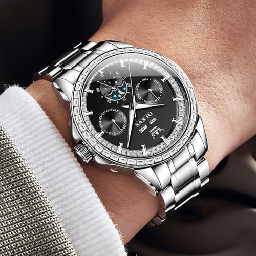 Image of OLEVS Automatic Watches for Men 43MM Skeleton Large Dial 3Hand Self Winding Watch Stainless Steel Dress Luxury Mechanical Waterproof Luminous Wirst Watch Gift