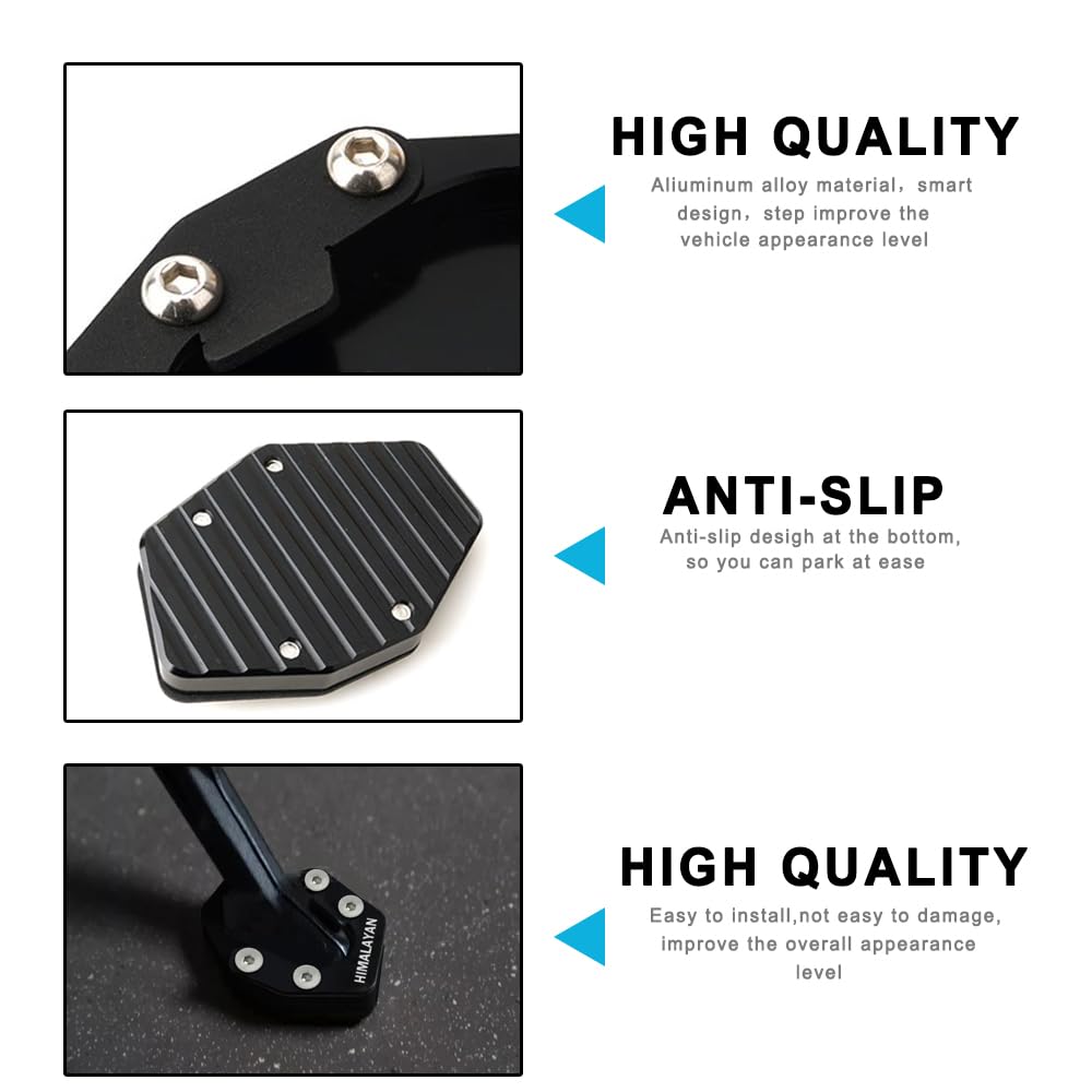 Accessori per moto CNC Cavalletto laterale ingrandito Supporto estensione cavalletto laterale per Himalayan 450 2024 2025 (Nero)