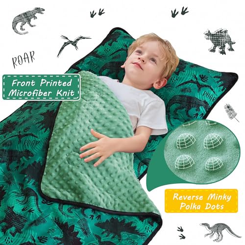 Image of Lasoftan Toddler Nap Mat with Pillow and Blanket, Extra Large Rolled Napping Mats,Slumber Bags for Boys Girls,Kids Sleeping Bag for Daycare, Preschool Travel Camping