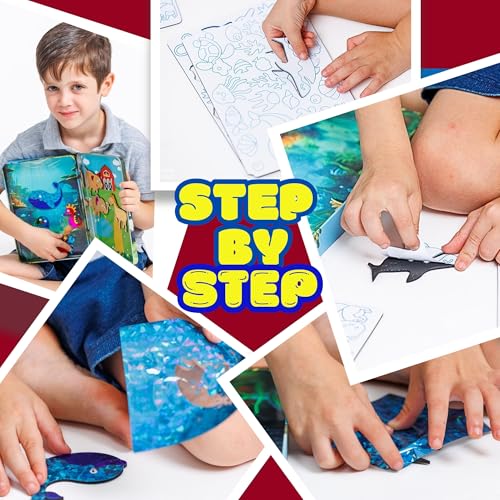 Foil Fun Art Kit for Kids - Reusable Animal Foil Art for Girls & Boys, DIY Mess-Free Girls Craft Kit w/Magnets, Ideal Travel Toy & in Car Activities for Kids Ages 4 5 6 7 8 9 10 11 12