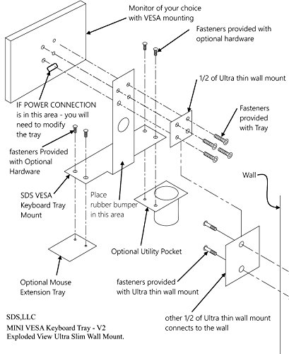 Sds Premium Imount 2.0 Aluminum Mini Keyboard Mounting Shelf, Black, Light Weight, Mounts Using Vesa Pattern On Monitors, Ultra Thin Wall Mount Provided Manufactured In Michigan #TOP3