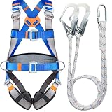 ETRTNVB Kit de Arnés de Seguridad de Cuerpo Doble Gancho 2m, Cinturón de Arnés Anticaídas para Trabajo en Altura,...
