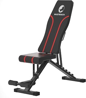 MAXSTRENGTH Justerbar viktbänk vikbar för multifunktionell hemträning gym träning verktyg lutning nedåt platt bänkpress för helkroppsträning fitness träning svart