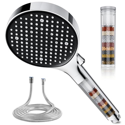 Magichome 25-Stage Hard Water Filter Shower Head with 1.5m Hose, 6 Modes High Pressure Filtered Shower Head for Residual Chlorine Removal, Ideal for Dry Skin & Hair Care