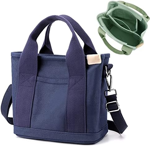 YILCER Multi-Pocket Tote Bag with Zipper, Canvas Japanese Handmade Handbag with Compartments, Multifunction Crossbody Shouder Bag Changing Bag for Women Teen Girls School Work Travel