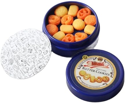 Dollhouse Decoration Accessories, 112 Dollhouse Ornament Miniatures Cookies Blue Tin Box Set