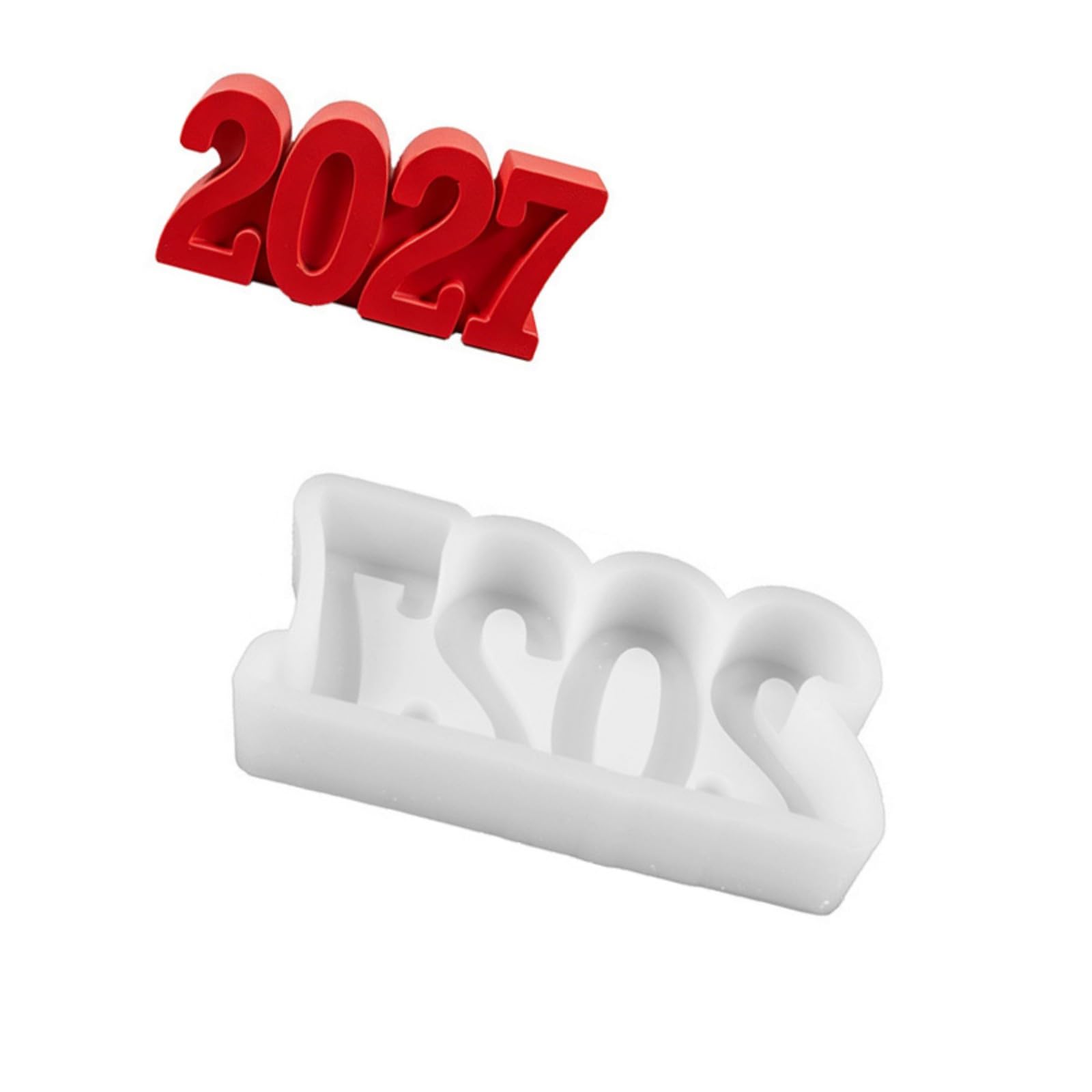 Mekalero 2027 Number Silicone Arabic Numeral Silicone for Soap, Plaster Sculpture Epoxy Resin Projects and New Year Party Decoration