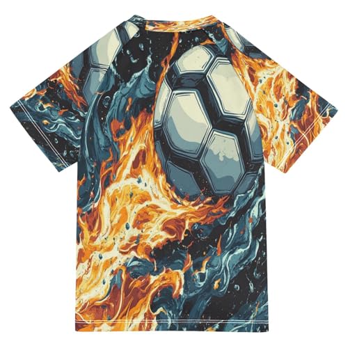Kids Swimsuit Football Fire Sport Water Sunscreen T-Shirts Swimwear Sets UPF 50+2