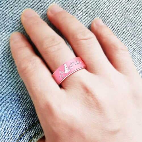 XAHH Silicone Ring for Men Women,Cute Dog Love Heart Heartbeat Ring, Rubber Wedding Bands,Lovely Animal Pet Jewelry3