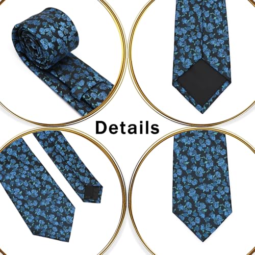 Image of Floral Ties for Men Satin Mens Tie Flower Printed Neck Tie Wedding Party Business