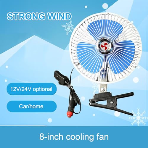 12V Ventilateur De Voiture Voitures Clip Fan Ventilateur De Refroidissement De Voiture Portable Automobile Véhicule De Refroidissement Fan Rotatif À 180° Pour Chambre Poussette Camping – Image 3
