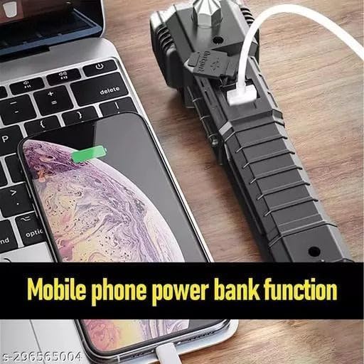 Image of Powerful LED Flashlight USB Rechargeable Waterproof Torch Lantern Built-in Battery for Camping Emergency Indoor Outdoor (Multicolor)