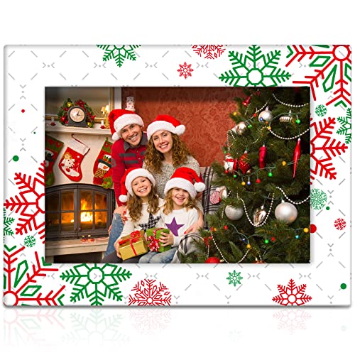 party greeting Christmas Picture Frame 4x6 Christmas Ceramic Photo Frame Decorations Holiday Christmas Xmas Gifts Vertically or Horizontally Suitable for Desktop Use (Snowflake)