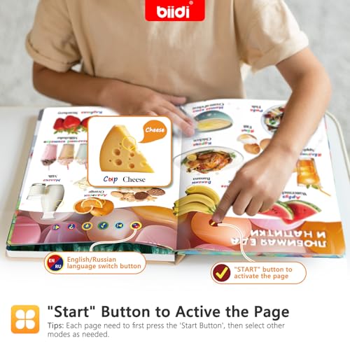 biidi English and Russian Bilingual Talking Book Interactive Book for Kid,1600+ Sounds Talking Book,Interactive Language Learning Toy for Age 3-5 Toddler,Boys Girls Birthday — view 2