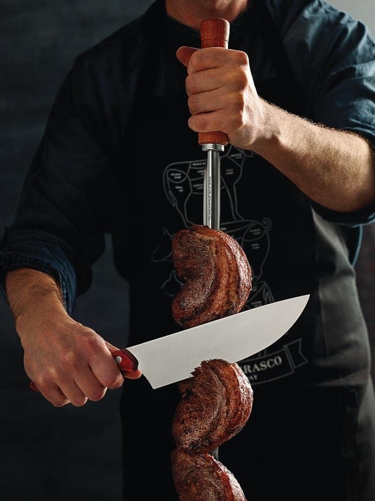 Tramontina 26418/075 Wooden Handle Barbecue Skewer (Churrasco Skewers), Double 29.5 inches (75 cm), For Large Meats, Made in Brazil, TRAMONTINA