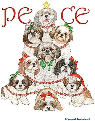 Best of Breed Shih Tzu C538 - Pipsqueak Productions Christmas Large Flag