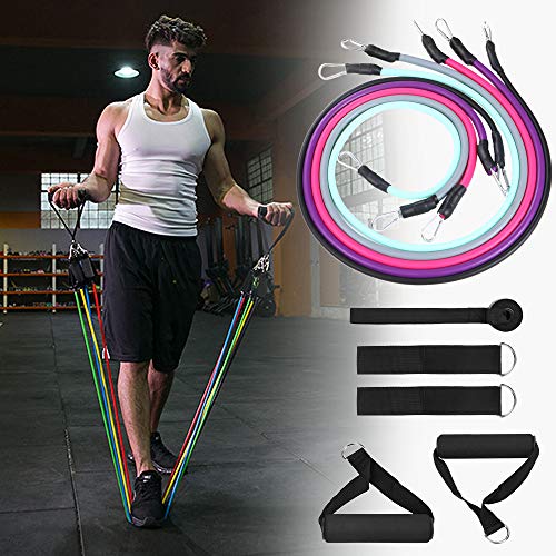 Andoer Conjunto de faixas de resistência de 11 peças Faixas de tubo de exercício Fintess de ancorage