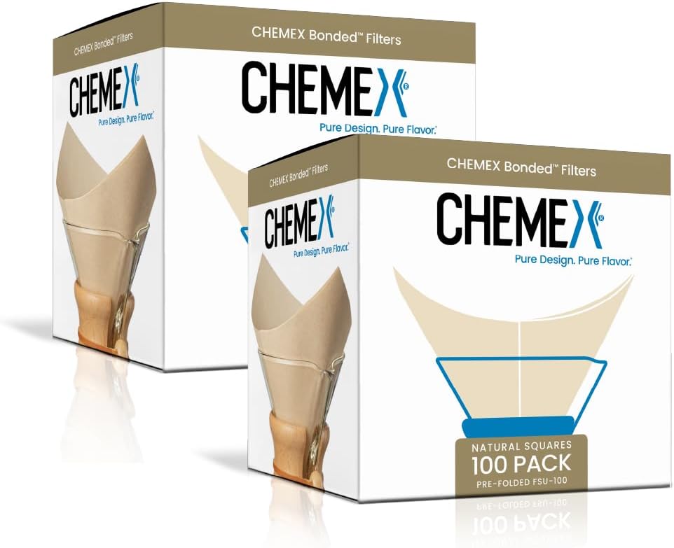 Chemex Bonded Filter - Natural Square - 100 Count (Pack of 2) - Exclusive Packaging