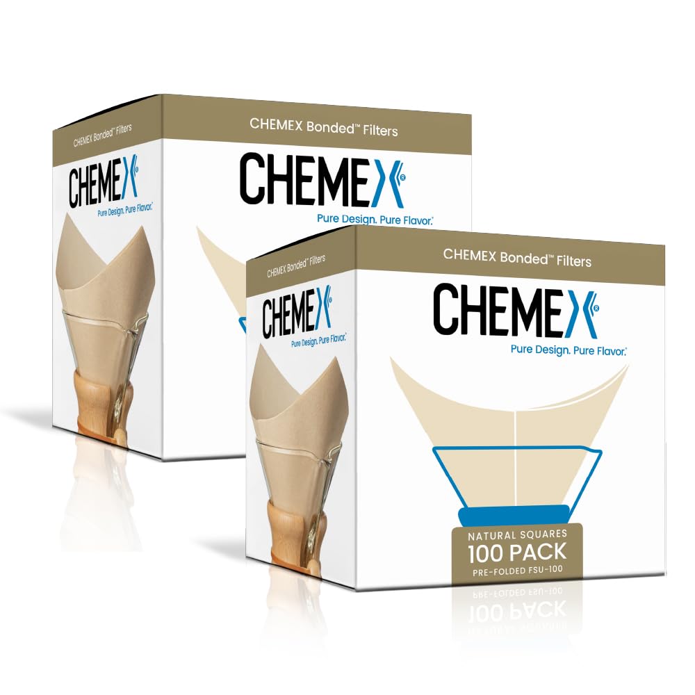 Chemex Bonded Filter - Natural Square - 100 Count Pack of 2 - Exclusive Packaging