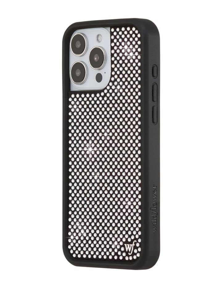 Image of Wildflower Cases - Compatible with iPhone 16 Pro Max | Protective Black Bumper, 6.5ft Drop Test Certified, Women Owned Small Business | Trendy Sparkle New Cute Diamond | Rhinestone Collection - White