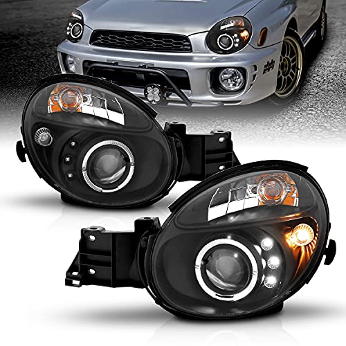 AmeriLite Projector Headlights Halo Black For Impreza - Passenger and Driver Side