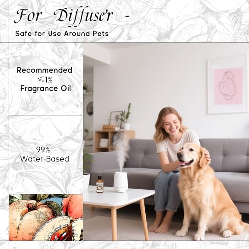 Image of HIQILI Peach Fragrance Oil for Home Diffuser, Body Spray - 1 Fl Oz | DIY Candle, Linen & Room Freshener Spray Making, Long-Lasting Scent Juicy Fruit Scent, Pet Safe, Graduated Dropper Included
