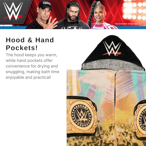 Image of WWE Wrestling Kids Super Soft Bath /Pool /Beach Soft Cotton Terry Hooded Towel Wrap, 24 in x 50 in, (100% Officially Licensed Product) By Franco