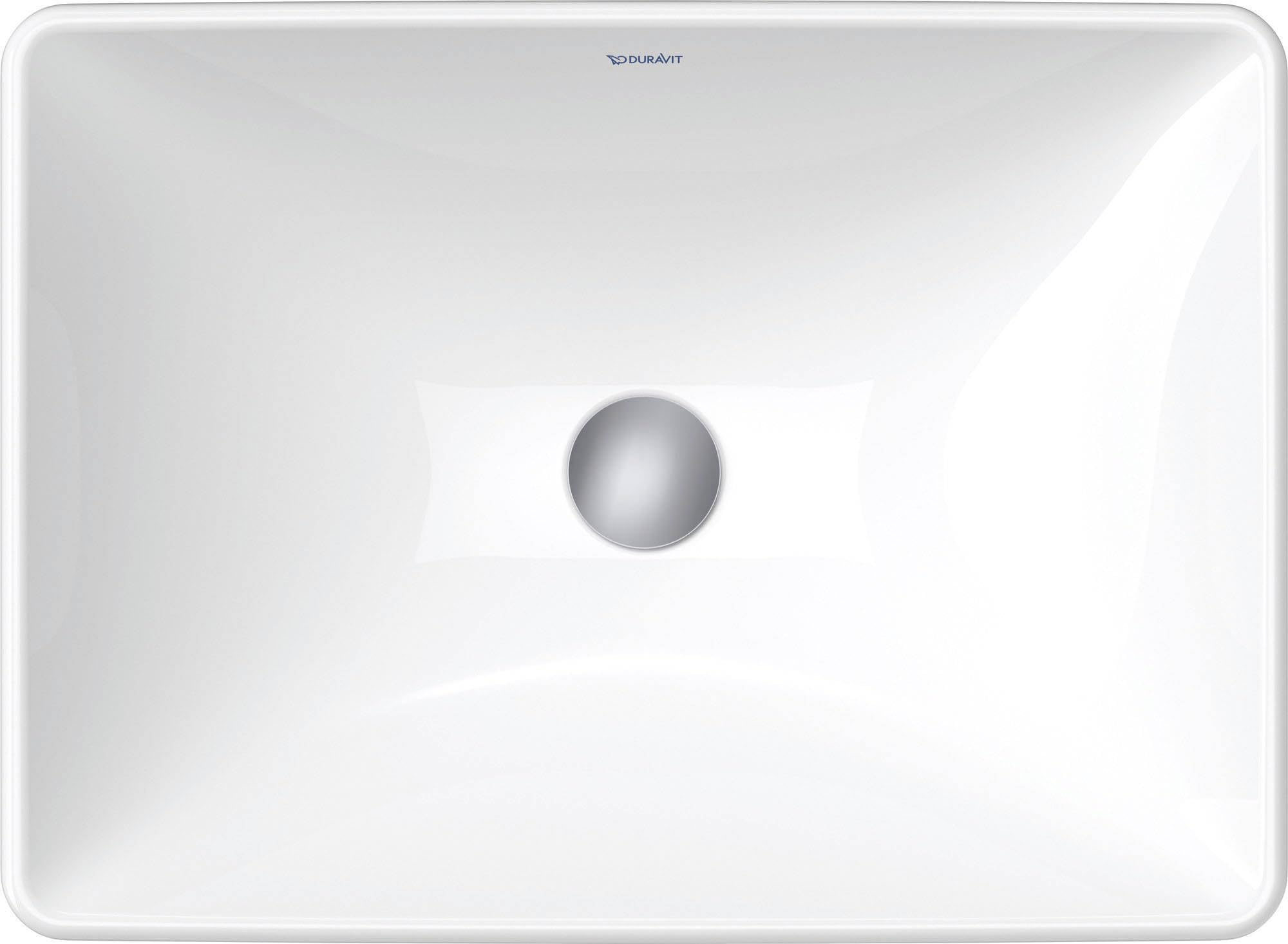 Duravit D-Neo lavabo encastré, 600x440mm, sans trou pour robinet, sans trop-plein, blanc brillant, poli, 0358600079, 0358600079