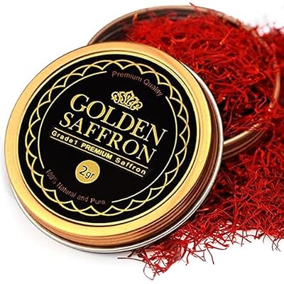 Golden Saffron, Finest Pure Premium All Red Saffron Threads, Grade A+ Super Negin, Non-GMO Verified. For Tea, Paella, Rice, Desserts, Golden Milk And Risotto 2.0 Grams