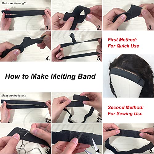 Luwigs Black Elastic Bands Wig Accessories For Making Wigs/Lace Frontal/Lace Closure 2.5Cm Width 6Pcs (Elastic Band, 6Pcs) #TOP5