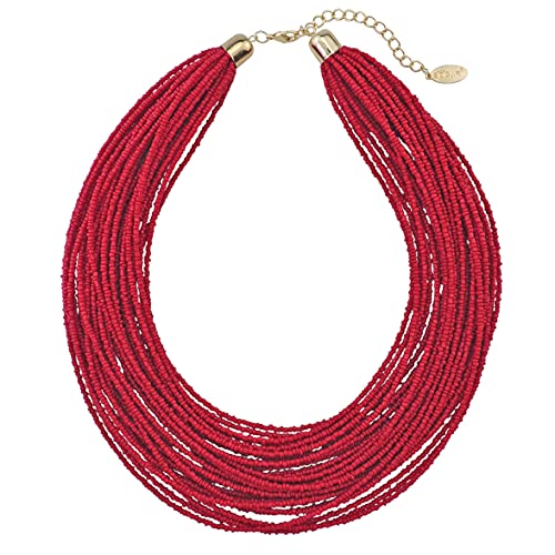Bocar Multi Layer Chunky Bib Statement Seed Beads Cluster Collar Necklace for Women Gift (NK-10351)