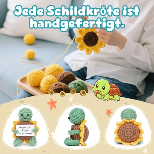 CheriGift Opa Geschenk, Handgemachte Sonnenblumenschildkröte Pocket Hug, Geschenk Opa Geburtstag Vatertag Weihnachten, Du Wirst Opas 2.8x2x3.9 inches