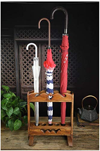 Porte-parapluie en bois rectangulaire vertical support de rangement canne - 6