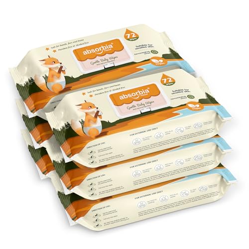 Image of Absorbia Gentle Baby Wet Wipes (432s x Pack of 6 with Lid) | 90% Pure Water Based | Enriched in Aloe Vera & Vitamin E | Paraben & Alcohol Free | Safe for Face, Hands & Bums | Premium Hygiene Essential
