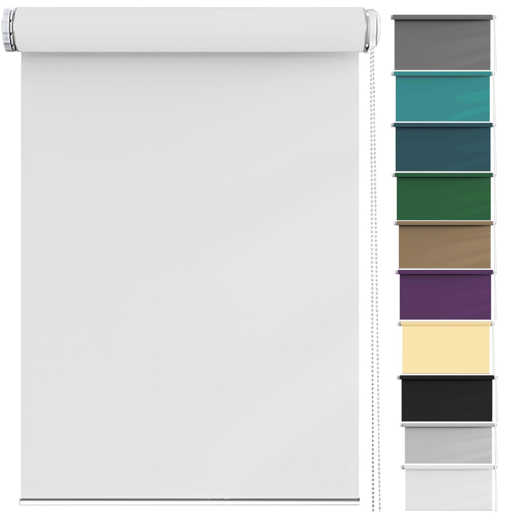 Roller Blind No Drilling 50 x 50 cm Thermal Insulated UV Protection, Sunshade Privacy Screen Easy Fit Home Office for Any Window, Loft, White