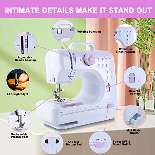 image for JUCVNB Sewing Machine for Beginners & Kids, Mini Portable Sewing Machi