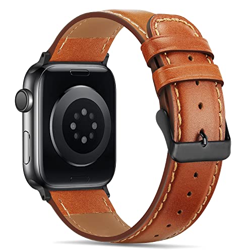 Tasikar Bands Compatible with Apple Watch Strap 42mm(Series 11/10) 41mm 40mm 38mm men Genuine Leather Replacement Bracelet Band Compatible with iWatch SE Series 11 10 9 8 7 6 5 4 3 - Image 2