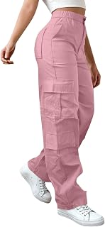Women Plus Size High Waisted Wide Leg Cargo Pants Baggy Stretchy Casual Trousers Streetwear Hiking Sweatpants