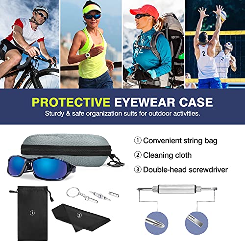 Image of MoKo Semi Hard Shell Sunglasses Case, Unisex Protective Eyeglass Case Glasses Case Holder with Metal Hanging Hook