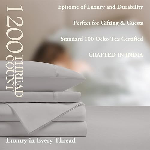 Miniatura 6 de SAKIAO Juego de sábanas de 1200 hilos 100% algodón egipcio, tamaño King, muy suaves, sedosas, tejido satinado, hotel de lujo, se adapta a colchones