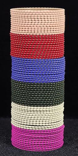 Image of NMII Stylish Multi colour Metal Bangles set for women and Girls with Zari and Cutting Design | Fancy Multicolour Bangles for women | Metal Chudi Set For Women | Women's Bangles