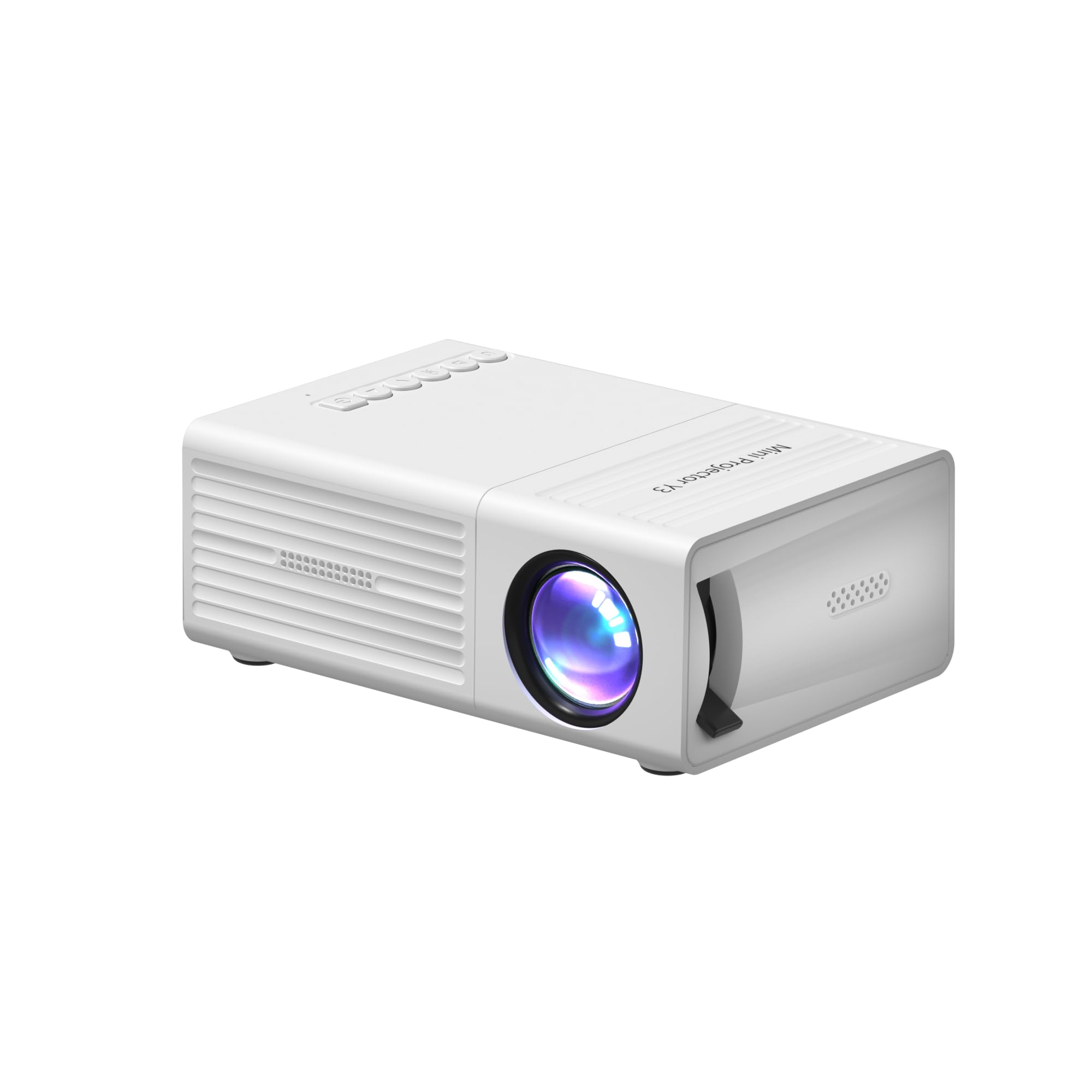 Proiettore portatile, supporta 720P, connessione USB, telecomando, compatibile con smartphone, tablet, laptop, chiavette TV e unità USB, installazione desktop, controllo pulsanti, design portatile