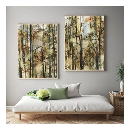Image murale pour décoration de salon paysage de forêt abstrait