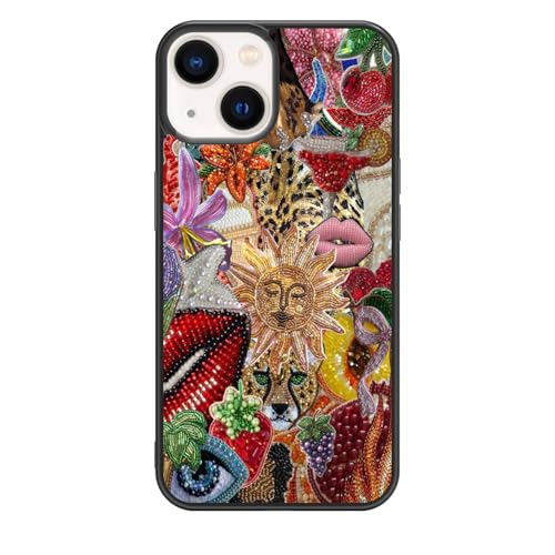 qizjio Vintage Mosaic Phone Case Shockproof Protective Tiles Collage Phone Cases for iPhone 15