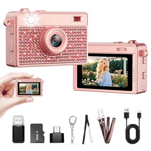 Mini appareil photo numérique 2K avec carte micro SD 16 Go pour Vlog