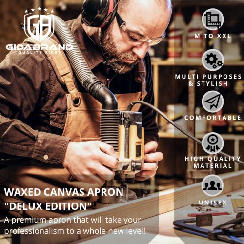 Woodworking Shop Aprons For Men And Women | 16 Oz Durable Waxed Canvas Work Apron With Pockets | Cross-Back Straps | Adjustable Tool Apron Up To Xxl | Gift For Woodworker - Bring A Smile To Their Face #TOP1