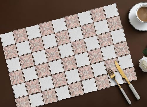 Image of Dakshya Industries PVC Waterproof Table Mats Set of 2 - Rectangular 45x30 cm, Heat Resistant Non-Slip Placemats for Dining Tablea (Copper)