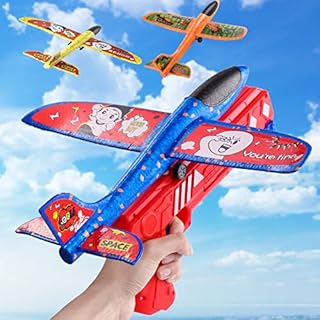3 Pack Airplane Launcher Toys,Foam Throwing Glider Plane with Catapult GunFoam Glider Catapult Plane Toy for Kids, Outdoor Flying Toys Birthday Gifts for 4 5 6 7 8 9 10 11 12 Year Old Boys Girls(Red)