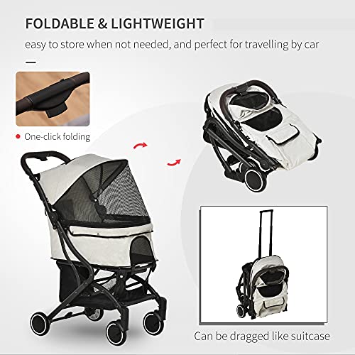 PawHut Travel Pet Stroller for Dogs, Cats, One-Click Fold Jogger Pushchair with Aluminum Frame, EVA Wheels, Brakes… - Image 5